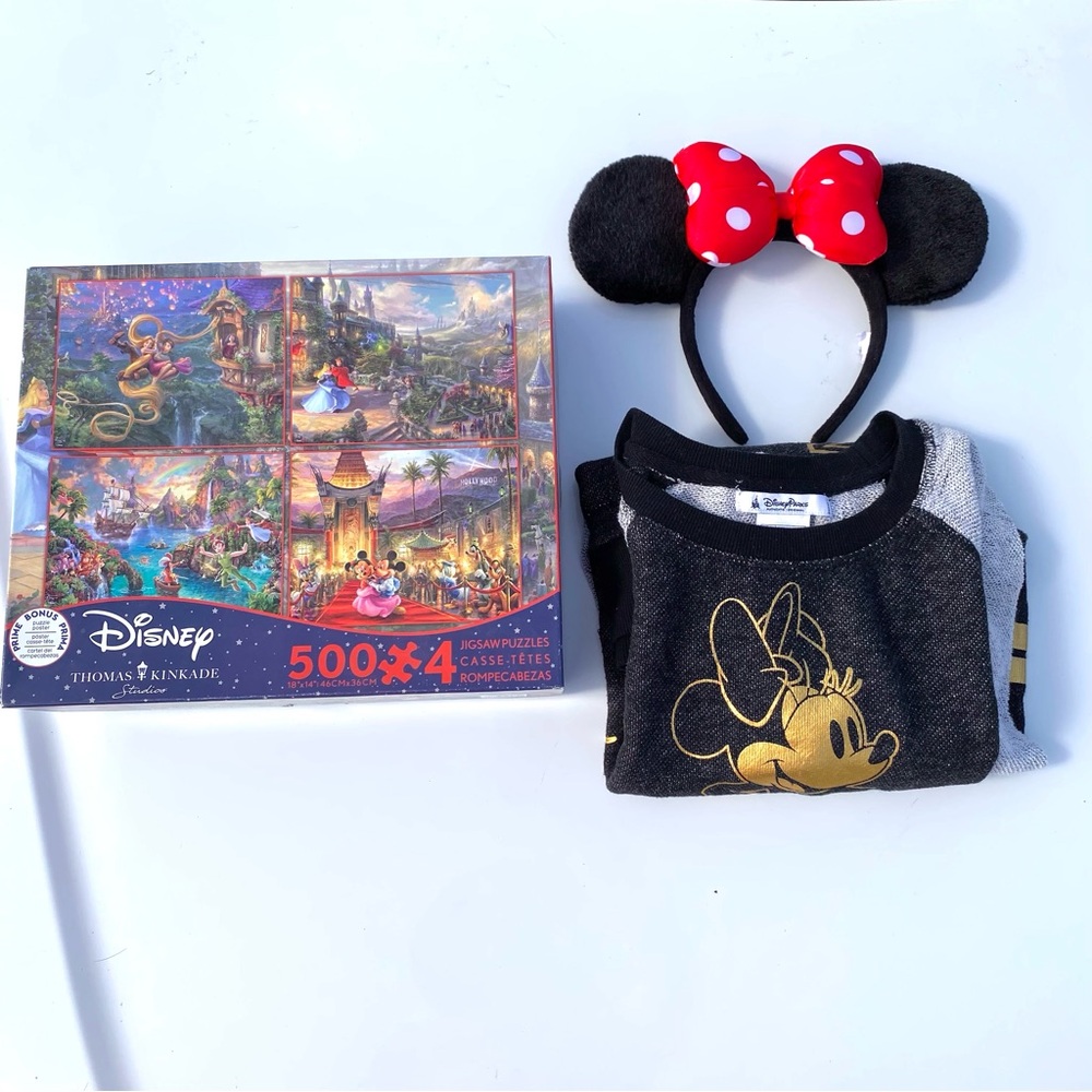Disney bundle - Minnie Mouse Ears, Sweatshirt Medium, and Puzzle